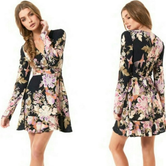TheBoldBohemian Dresses & Skirts - NEW Blue Skies Wrap Mini Gypsy Boho Floral Dress